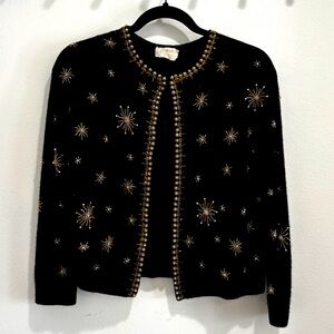 Vintage Harilela’s 100% cashmere beaded cardigan